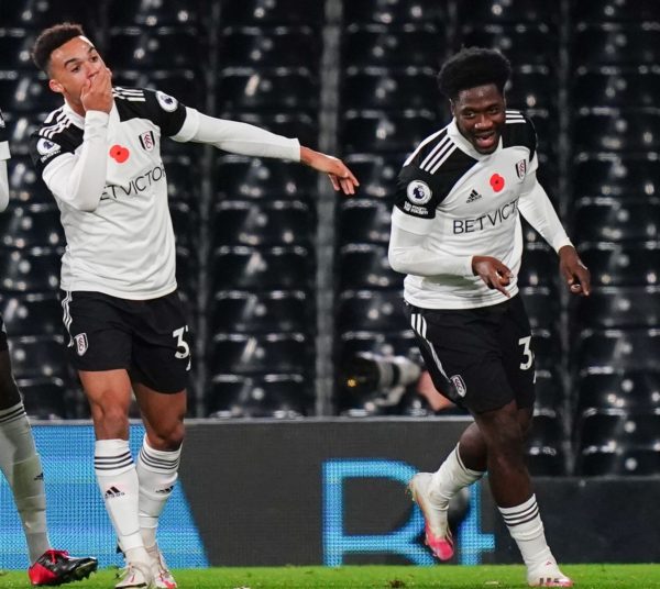 Ola Aina celebrates his first Premier League goal