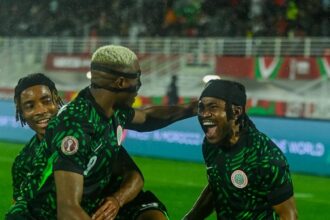 Osimhen and Lookman in joyous mood after Nigeria's second goal on Monday