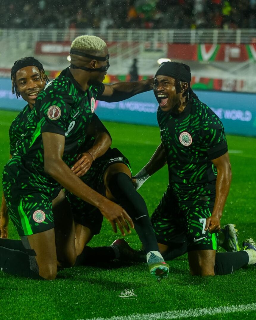 Osimhen and Lookman in joyous mood after Nigeria's second goal on Monday